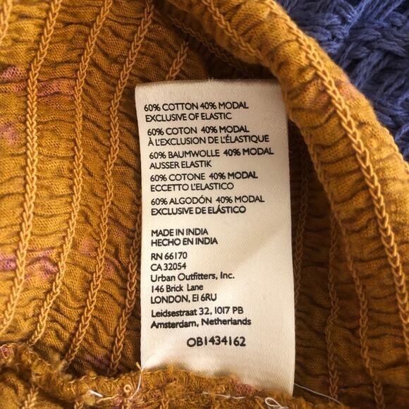 Free People NWT Chic Mix Print Effortless Style Comfort Smocked Golden Combo SM - Picture 13 of 16